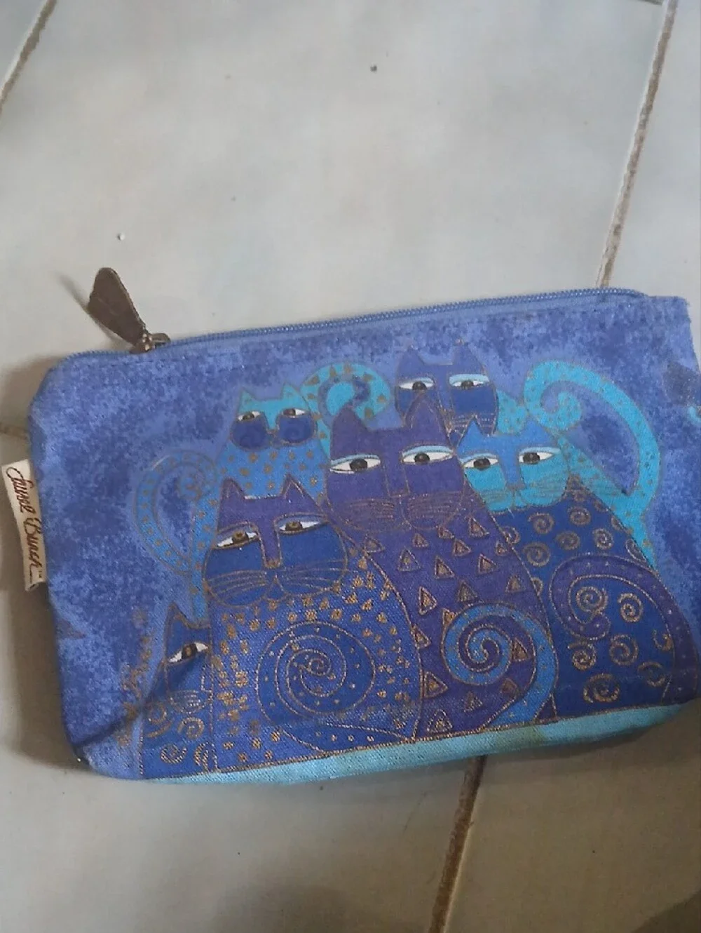 LAUREL BURCH Cat Canvas Cosmetic Bag NWOT